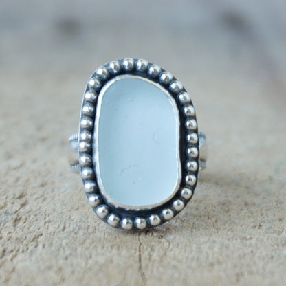 Size 8 1/2 Light Lavender Sea Glass Statement Ring