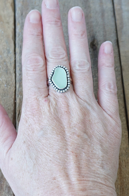 Size 8 1/2 Seafoam Green Sea Glass Statement Ring
