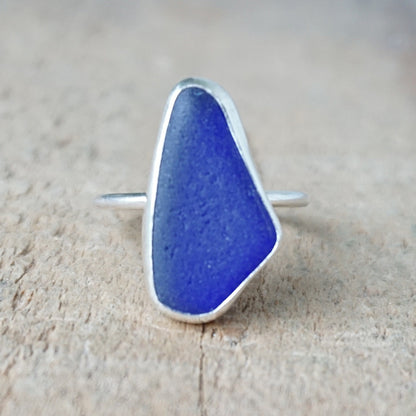 Size 8 1/2 Cobalt Blue Sea Glass Stacking Ring