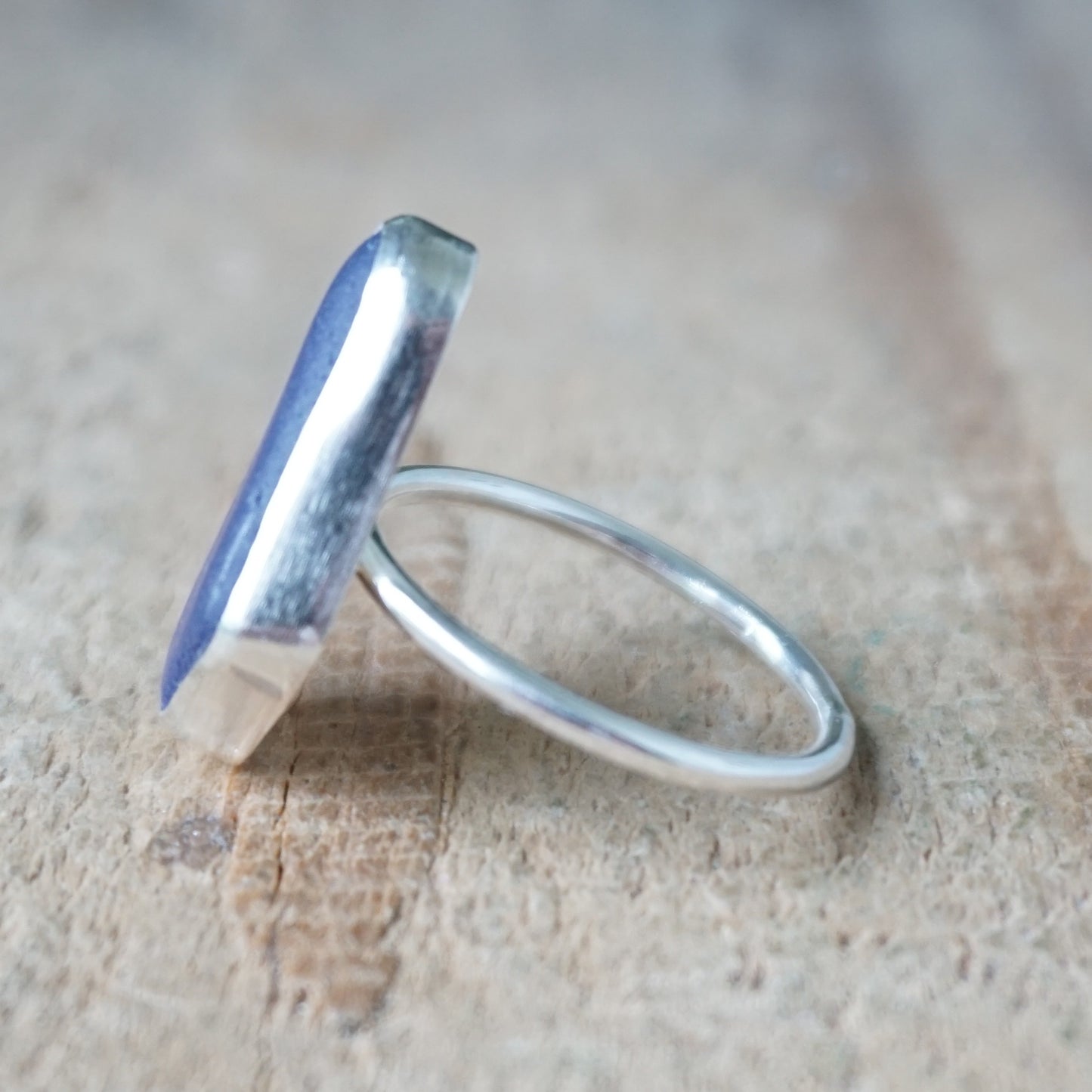 Size 8 1/2 Cobalt Blue Sea Glass Stacking Ring