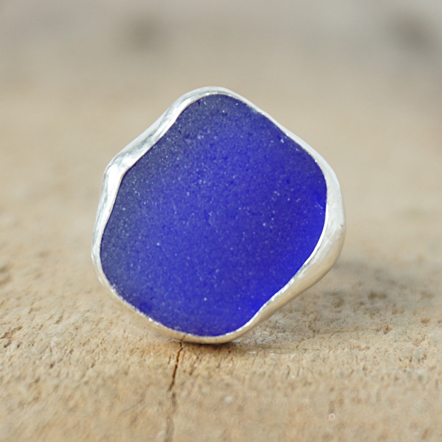 Size 8 Cobalt Blue Sea Glass Statement Ring