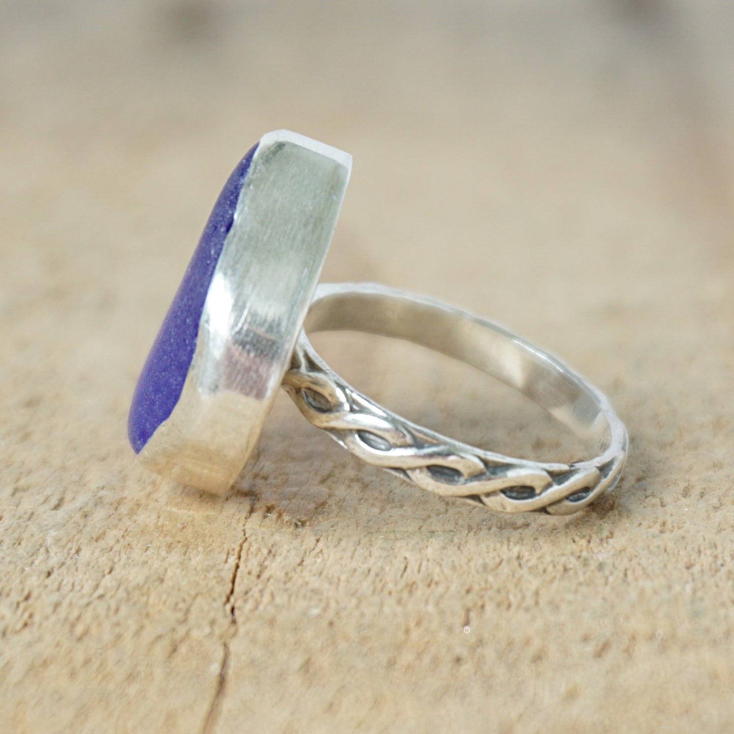 Size 8 Cobalt Blue Sea Glass Statement Ring
