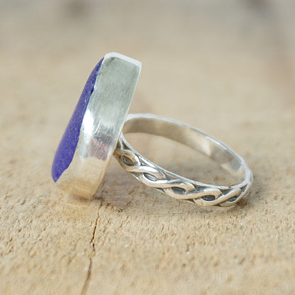Size 8 Cobalt Blue Sea Glass Statement Ring