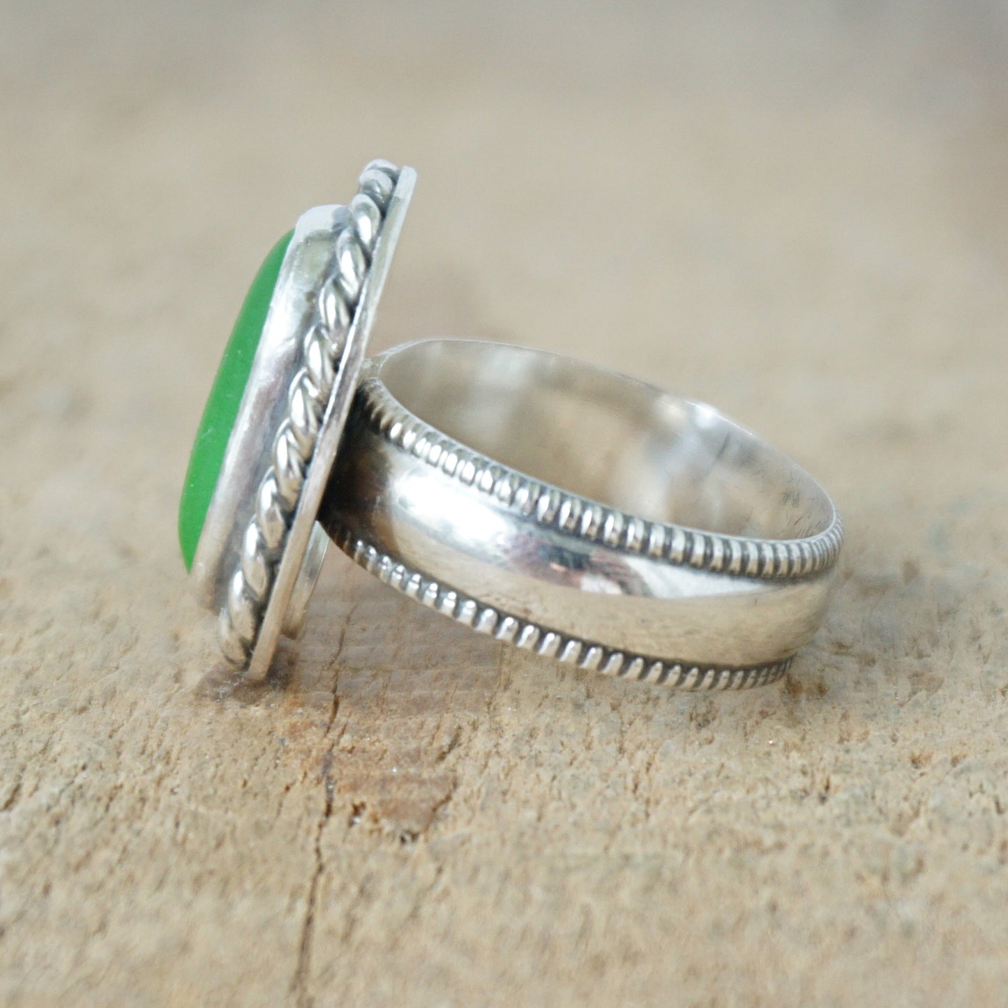 Size 6 Kelly Green Sea Glass Statement Ring