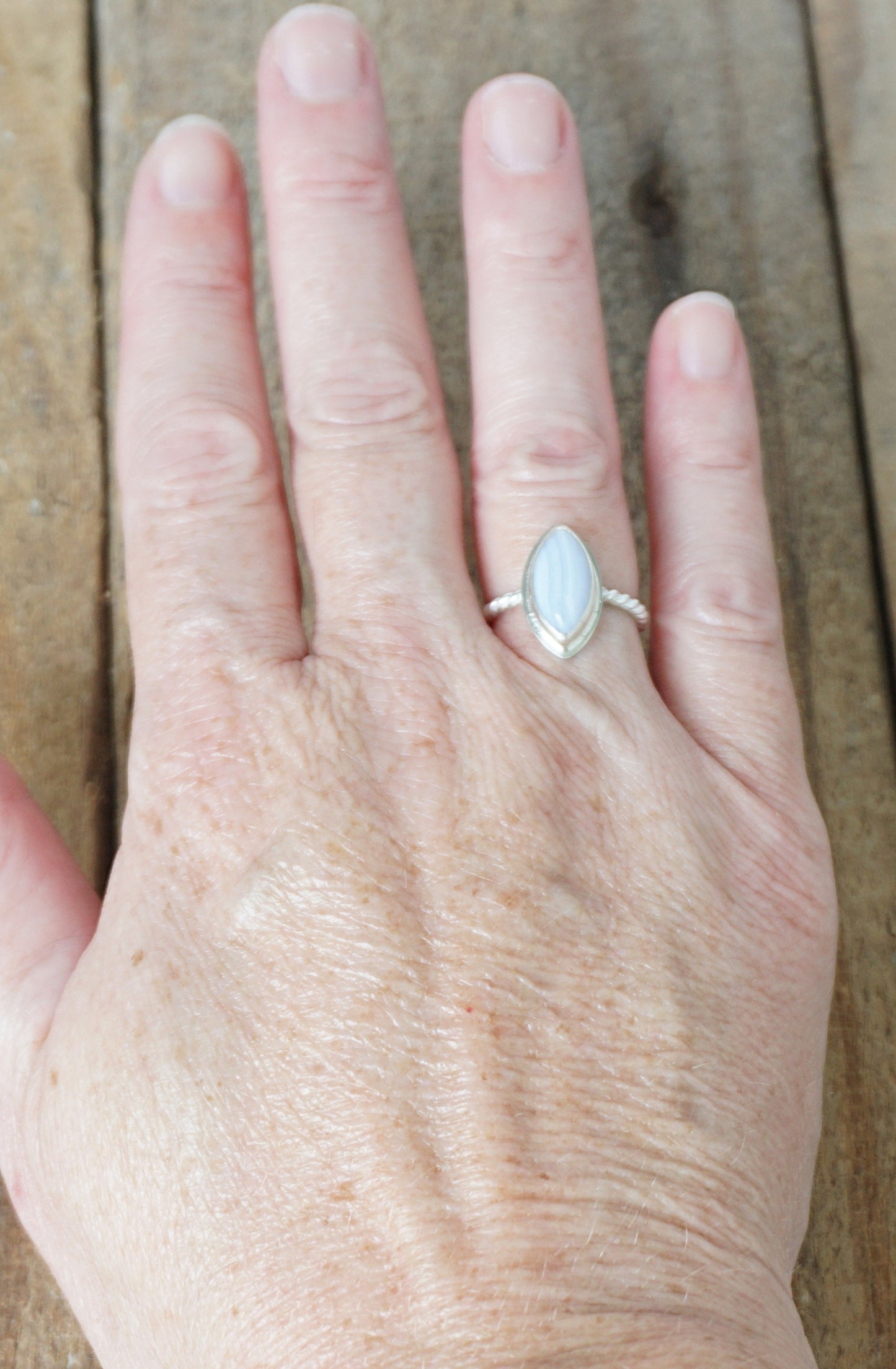 Size 5 3/4 Blue Lace Agate Stacking Ring