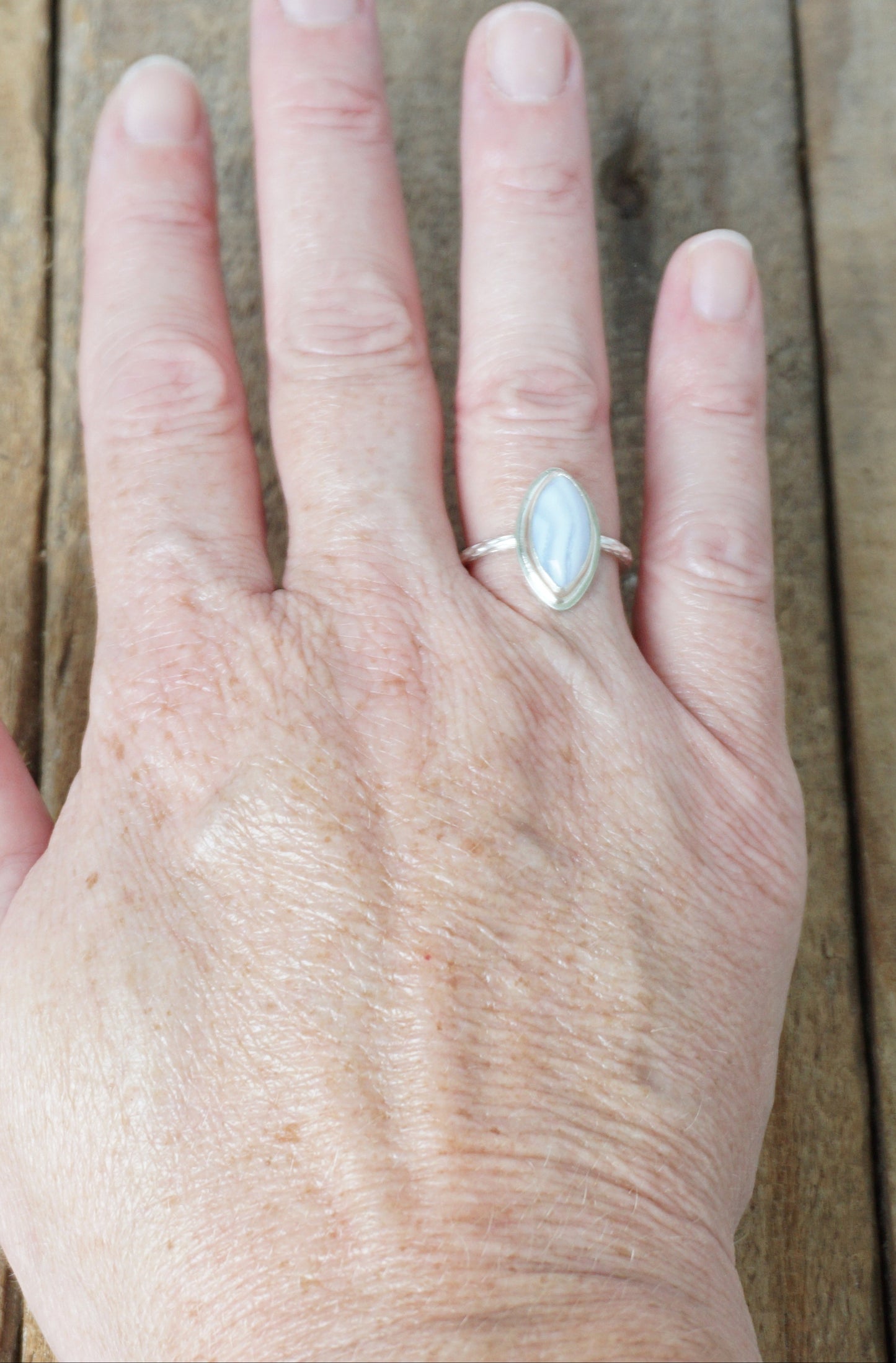 Size 7 Blue Lace Agate Stacking Ring
