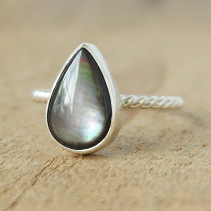 Size 10 Grey Mother of Pearl Stacking Ring