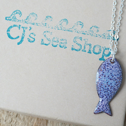 Pink and Purple Enamel Fish Necklace