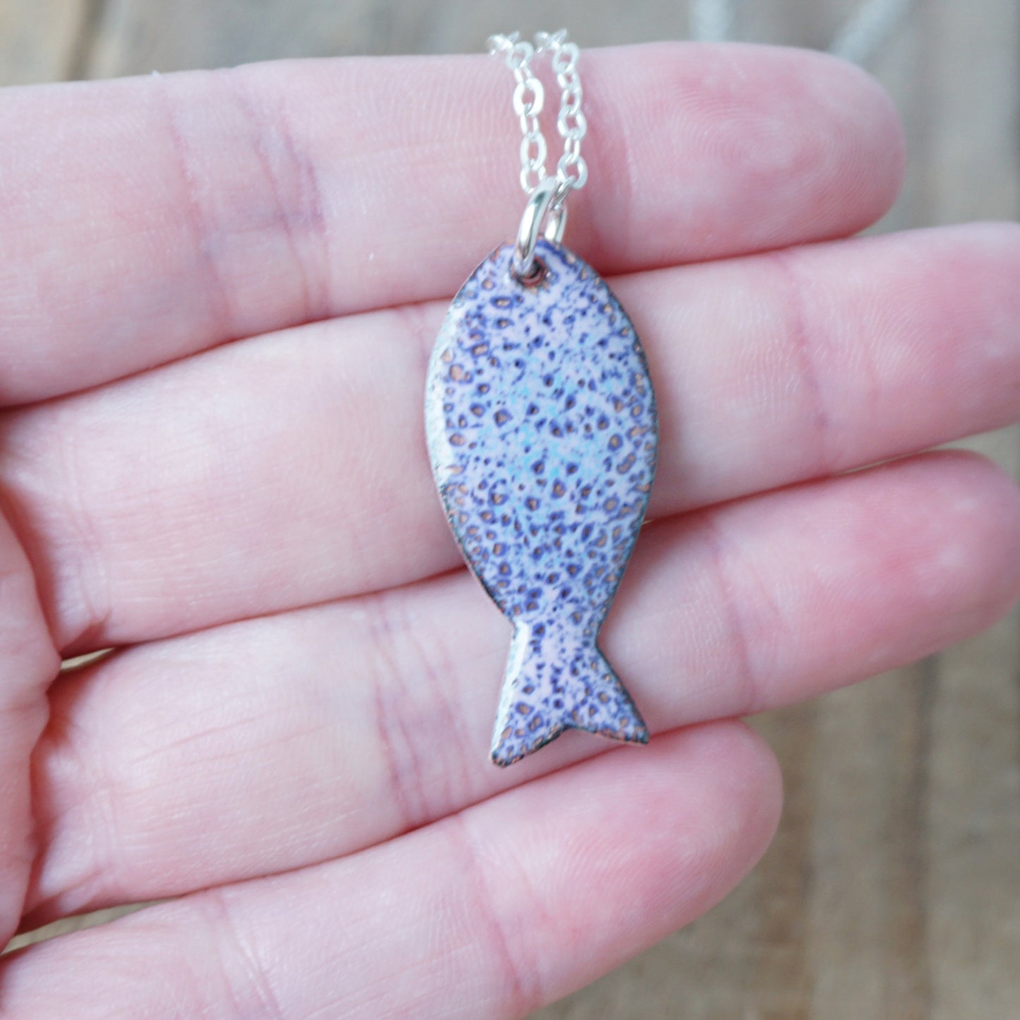 Pink and Purple Enamel Fish Necklace