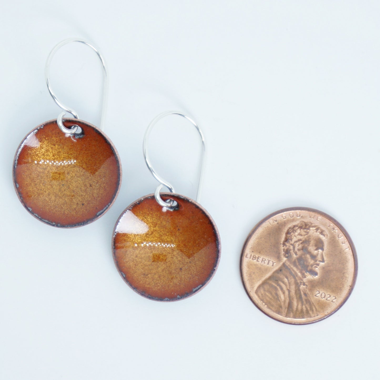 Golden Yellow Enamel Disc Earrings