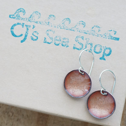 Bronze Enamel Disc Earrings