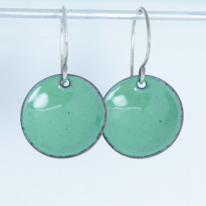 Spring Green Enamel Disc Earrings