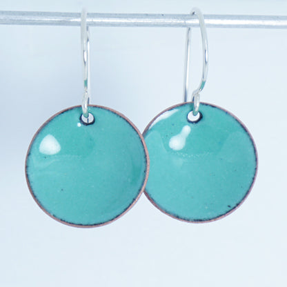 Mint Green Enamel Disc Earrings