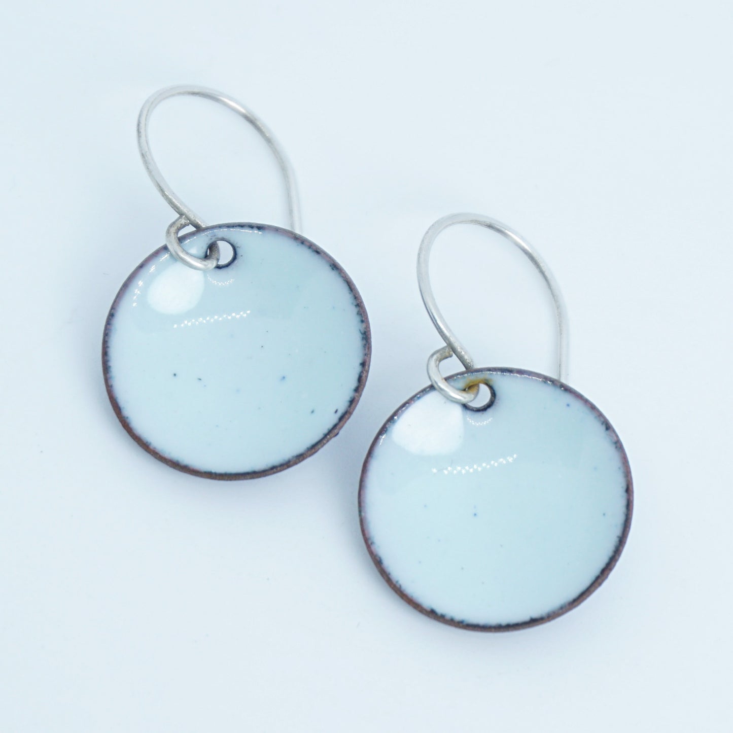 Seafoam Green Enamel Disc Earrings