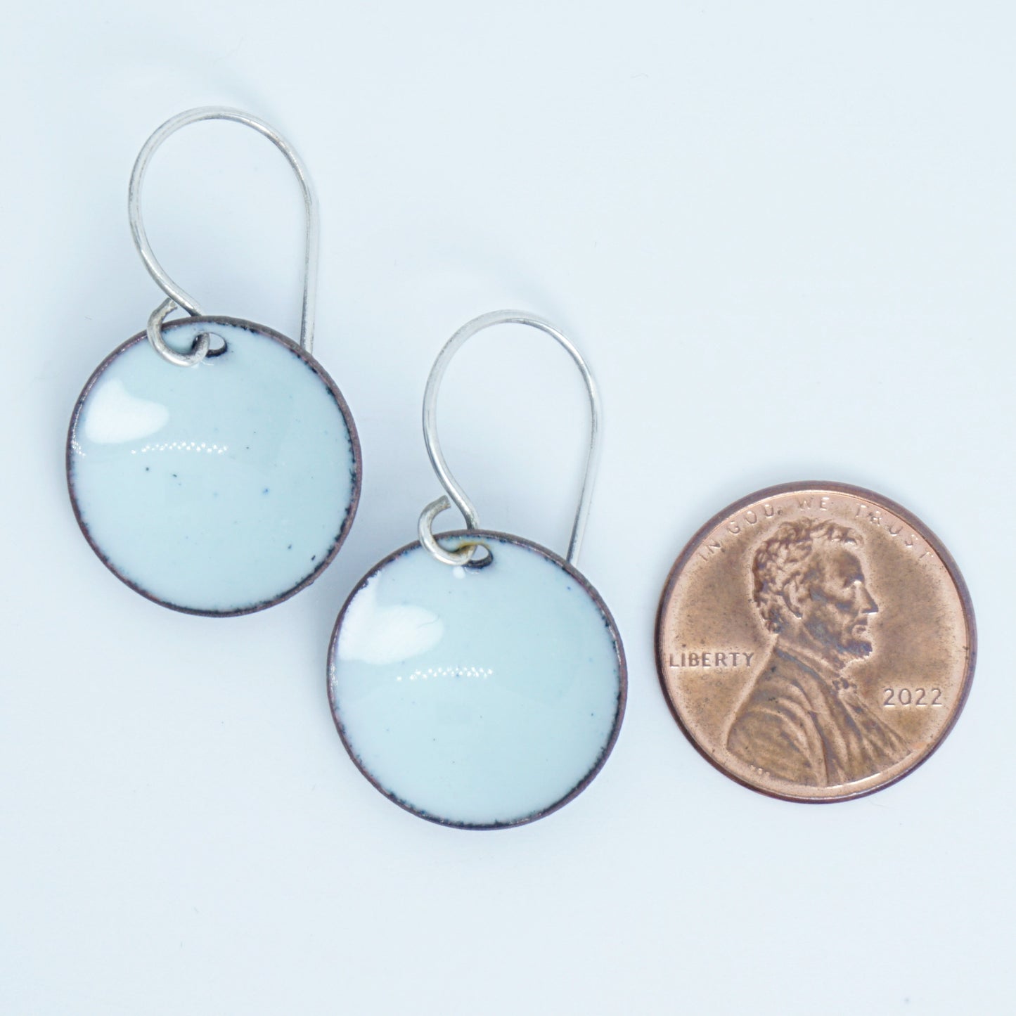 Seafoam Green Enamel Disc Earrings