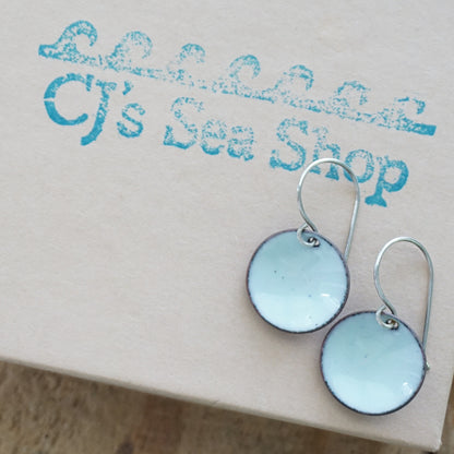 Seafoam Green Enamel Disc Earrings