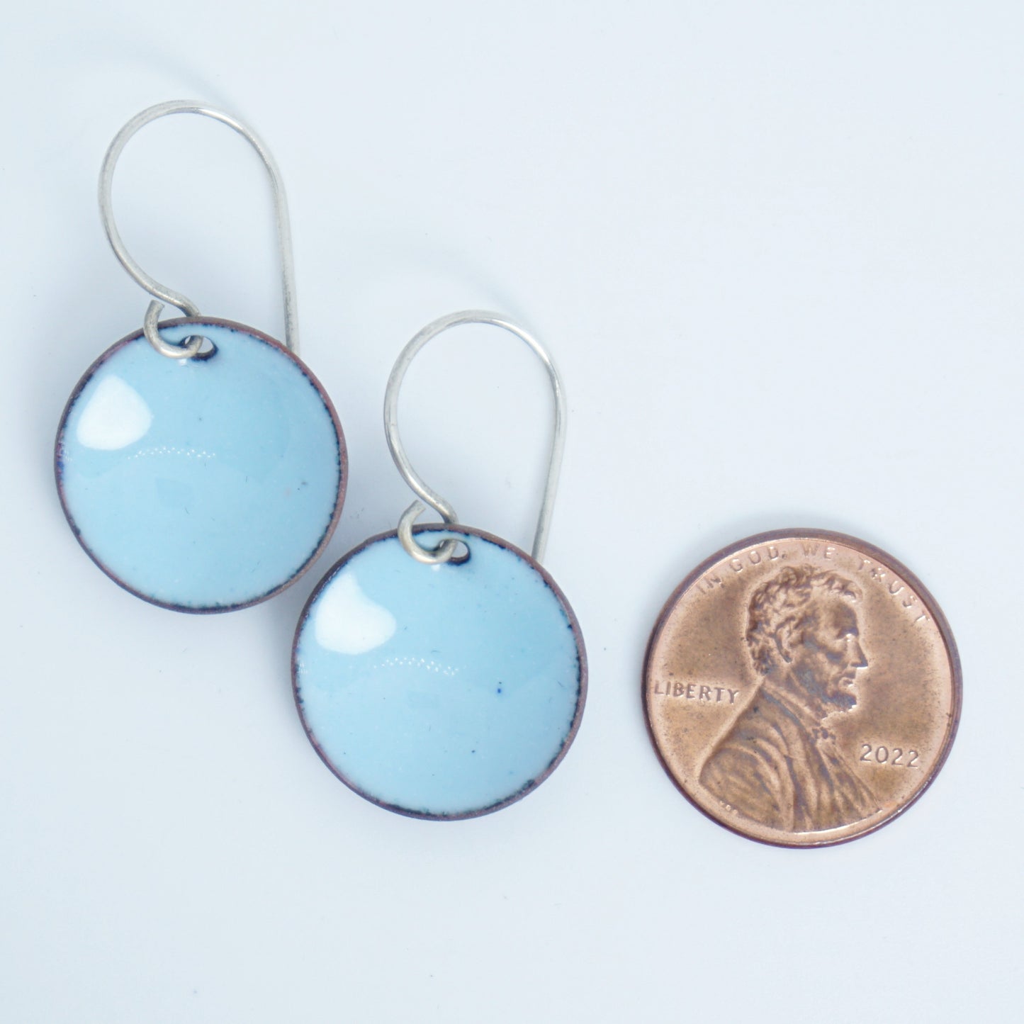 Light Blue Enamel Disc Earrings