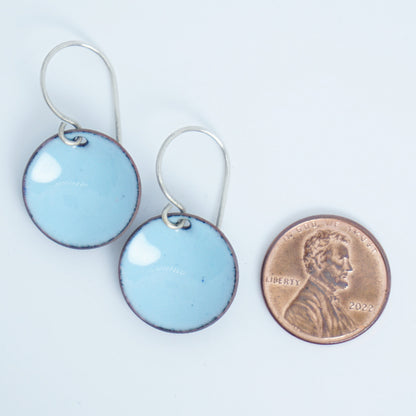 Light Blue Enamel Disc Earrings