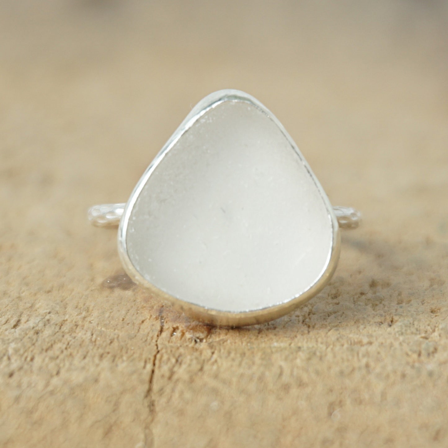 Size 8 Clear Sea Glass Stacking Ring
