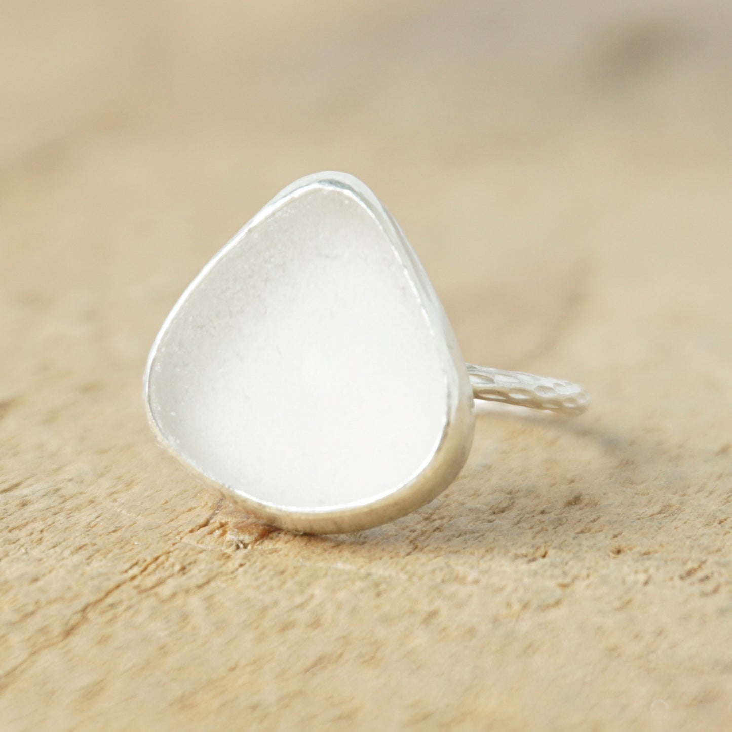 Size 8 Clear Sea Glass Stacking Ring