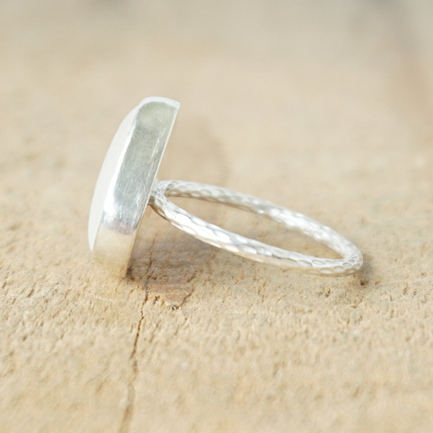 Size 8 Clear Sea Glass Stacking Ring