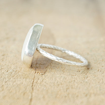 Size 8 Clear Sea Glass Stacking Ring