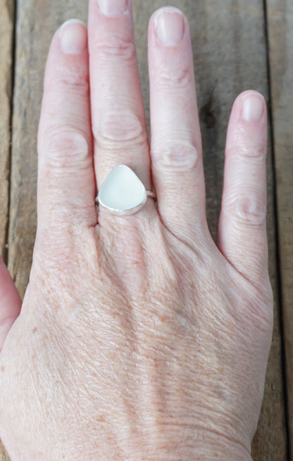 Size 8 Clear Sea Glass Stacking Ring