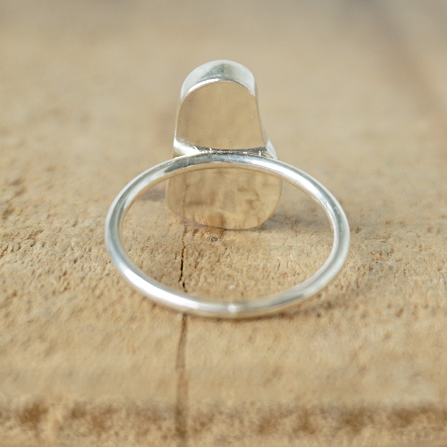 Size 8 1/2 Teal Blue Green Sea Glass Stacking Ring