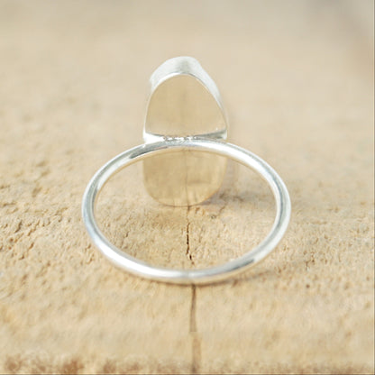 Size 8 1/2 Teal Blue Green Sea Glass Stacking Ring