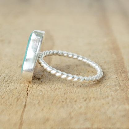 Size 9 Teal Blue Green Sea Glass Stacking Ring
