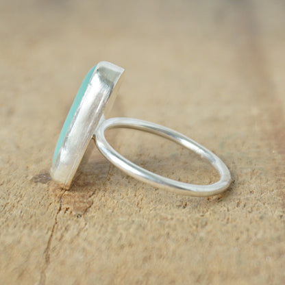 Size 7 Teal Blue Green Sea Glass Stacking Ring