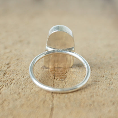 Size 7 Teal Blue Green Sea Glass Stacking Ring