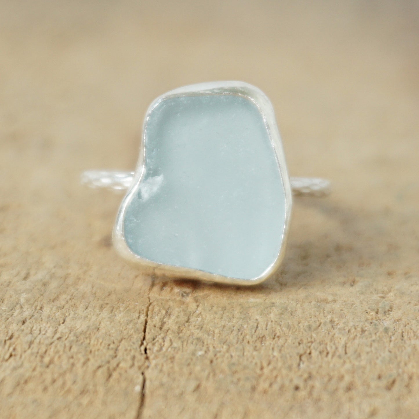 Size 9 1/2 Soft Aqua Blue Sea Glass Stacking Ring