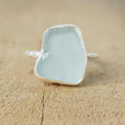 Size 9 1/2 Soft Aqua Blue Sea Glass Stacking Ring