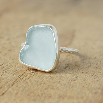 Size 9 1/2 Soft Aqua Blue Sea Glass Stacking Ring