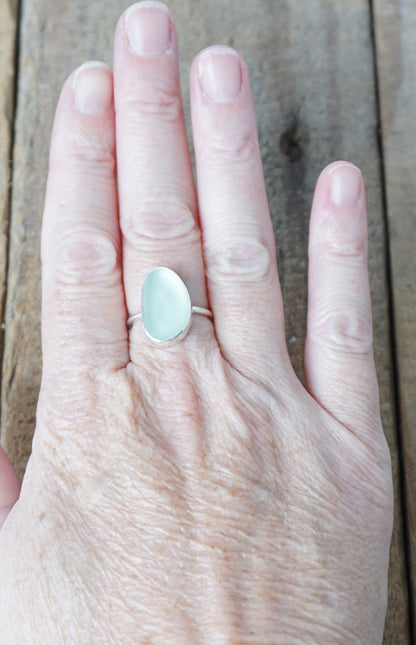 Size 7 Seafoam Green Sea Glass Stacking Ring