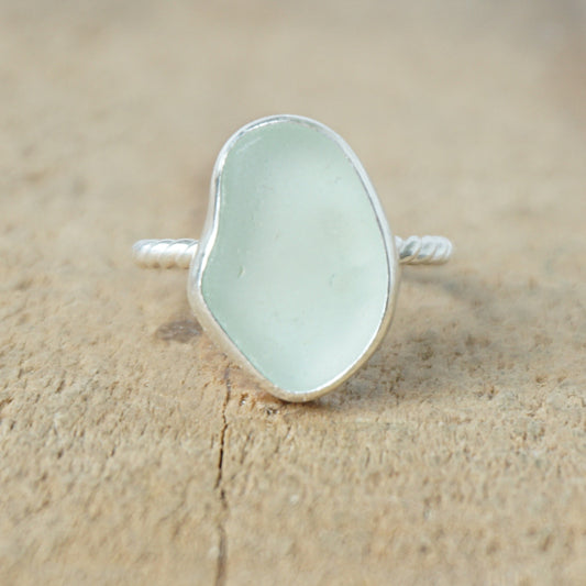 Size 7 1/2 Seafoam Green Sea Glass Stacking Ring