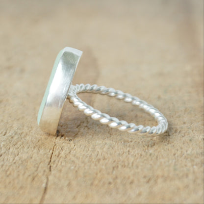Size 7 1/2 Seafoam Green Sea Glass Stacking Ring