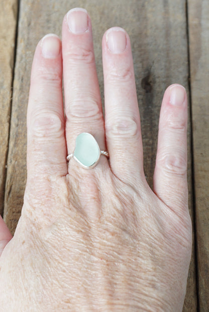 Size 7 1/2 Seafoam Green Sea Glass Stacking Ring