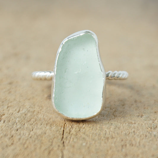 Size 9 Seafoam Green Sea Glass Stacking Ring