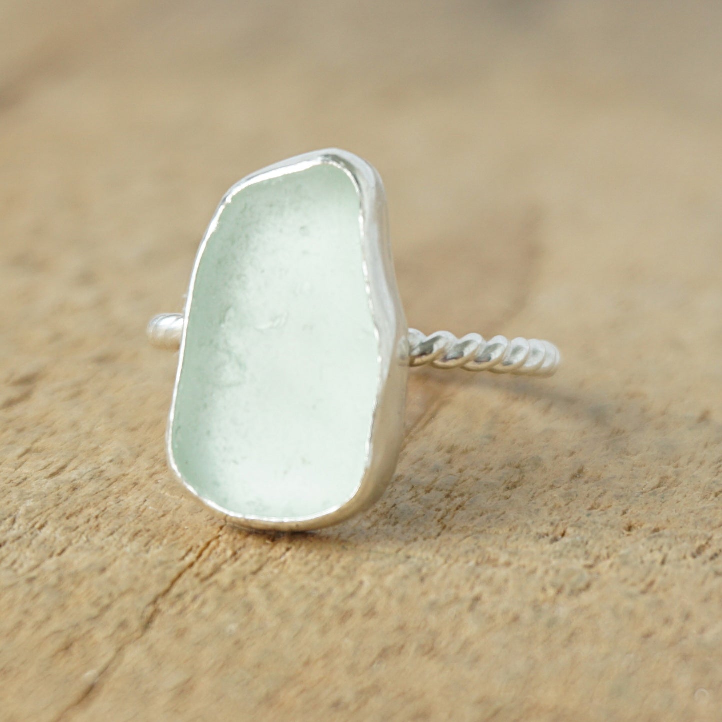 Size 9 Seafoam Green Sea Glass Stacking Ring