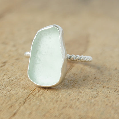 Size 9 Seafoam Green Sea Glass Stacking Ring