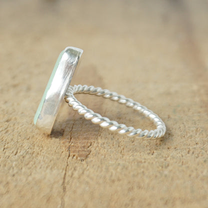 Size 9 Seafoam Green Sea Glass Stacking Ring