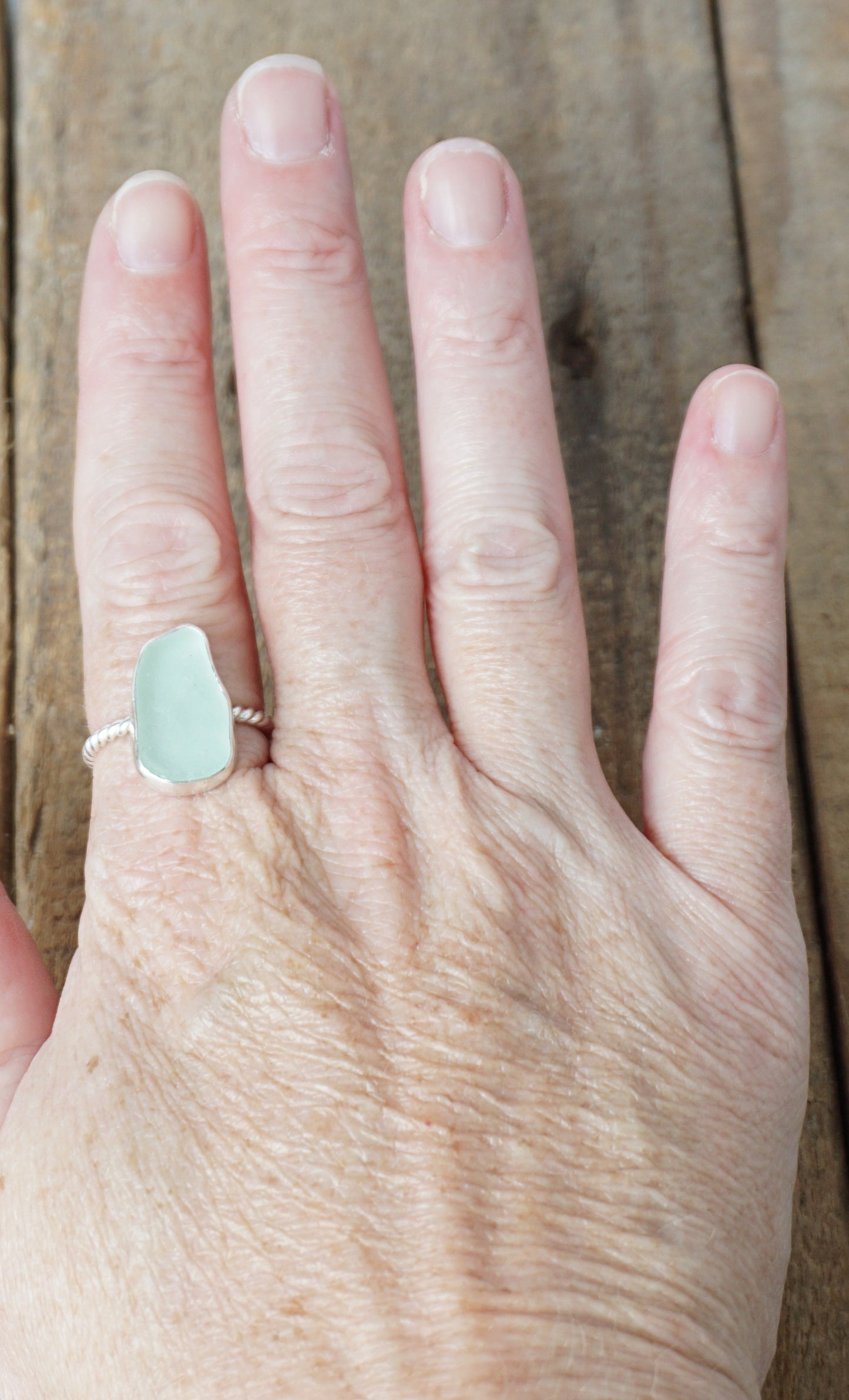 Size 9 Seafoam Green Sea Glass Stacking Ring