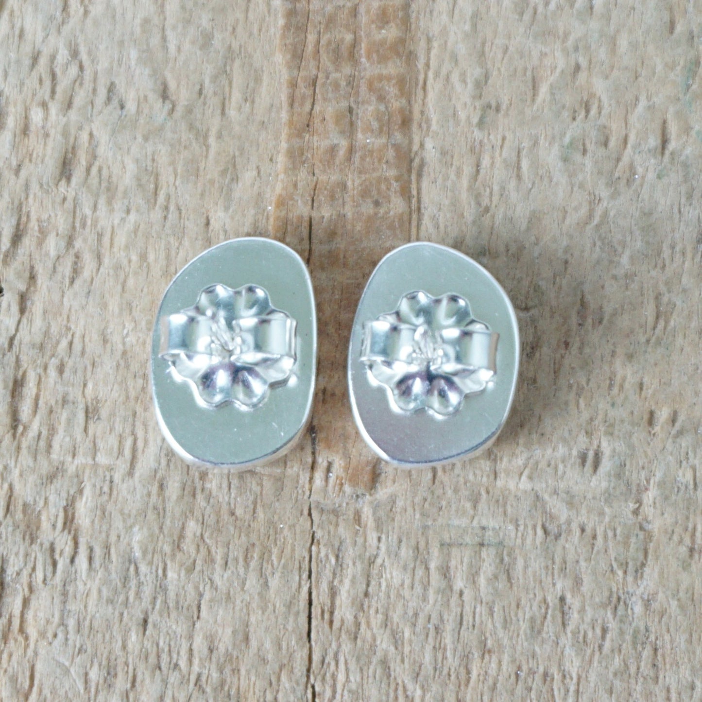 Clear Frosted Sea Glass Stud Earrings