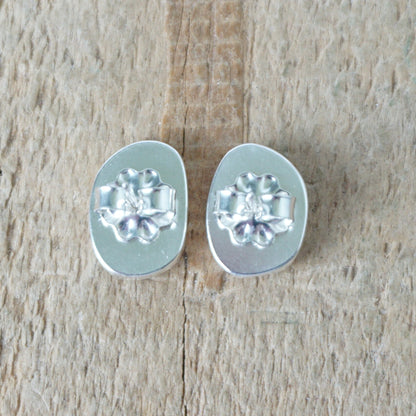 Clear Frosted Sea Glass Stud Earrings