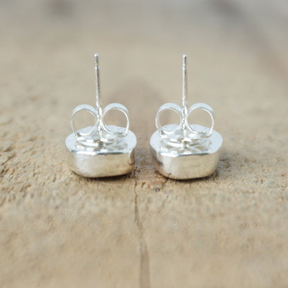 Clear Frosted Sea Glass Stud Earrings