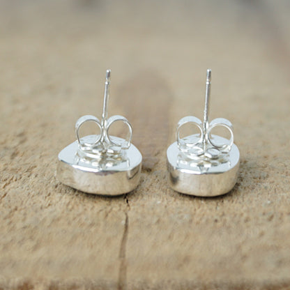 Soft Aqua Blue Sea Glass Stud Earrings