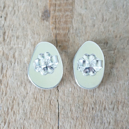 Soft Aqua Blue Sea Glass Stud Earrings