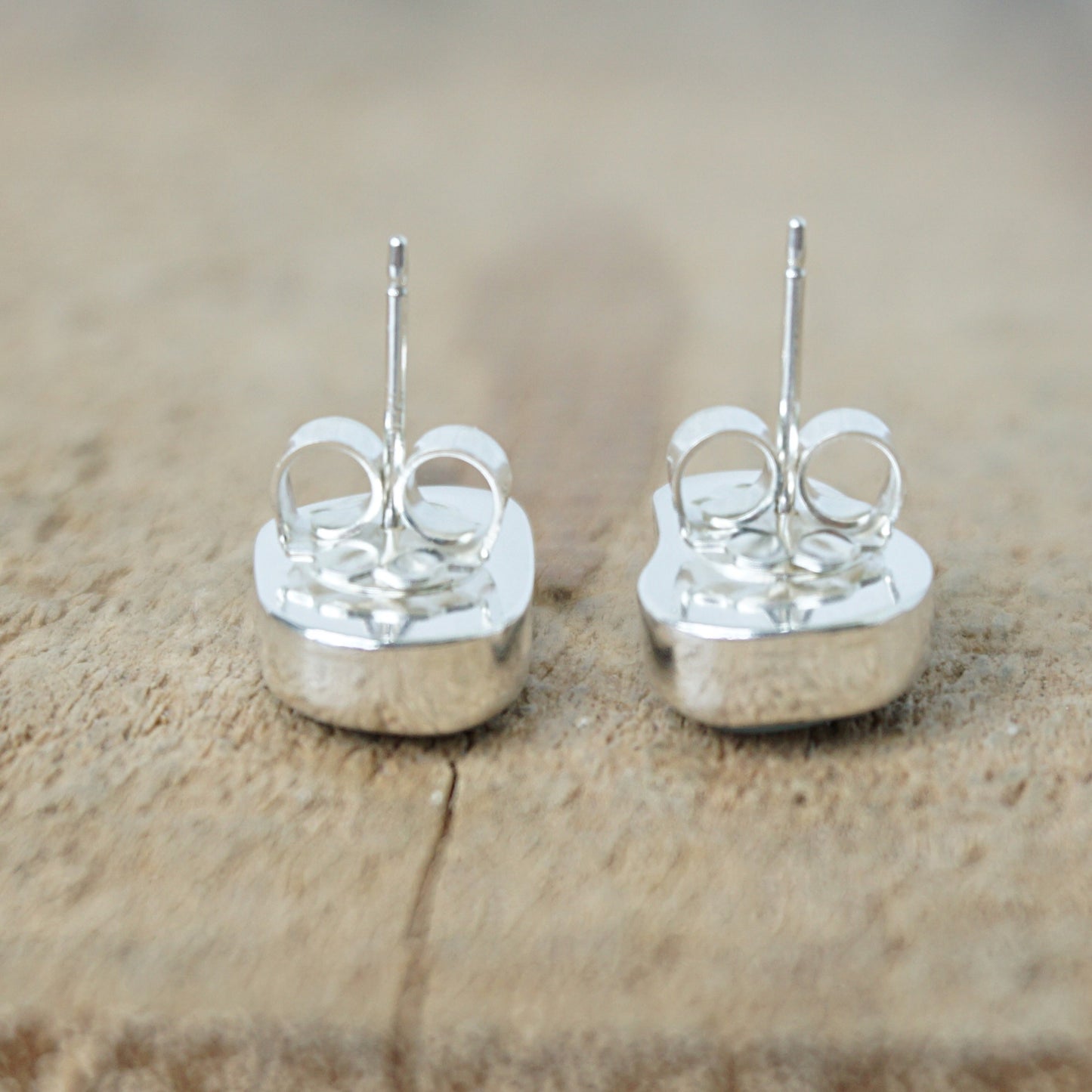 Soft Aqua Blue Sea Glass Stud Earrings